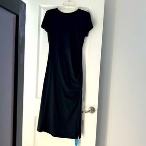 Black cotton dress with slit on the side